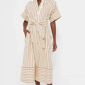 Tuckernuck Ivory and Brown Striped Midi Dress